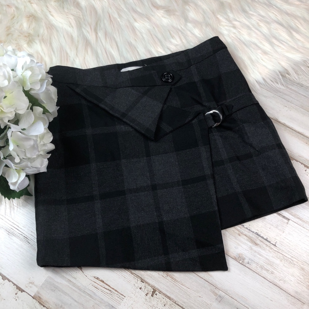KAREN MILLEN New Plaid Mini Skirt Wool Blend A0145